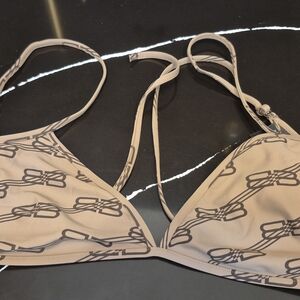 Balenciaga Taupe Bikini Top with Bow Design